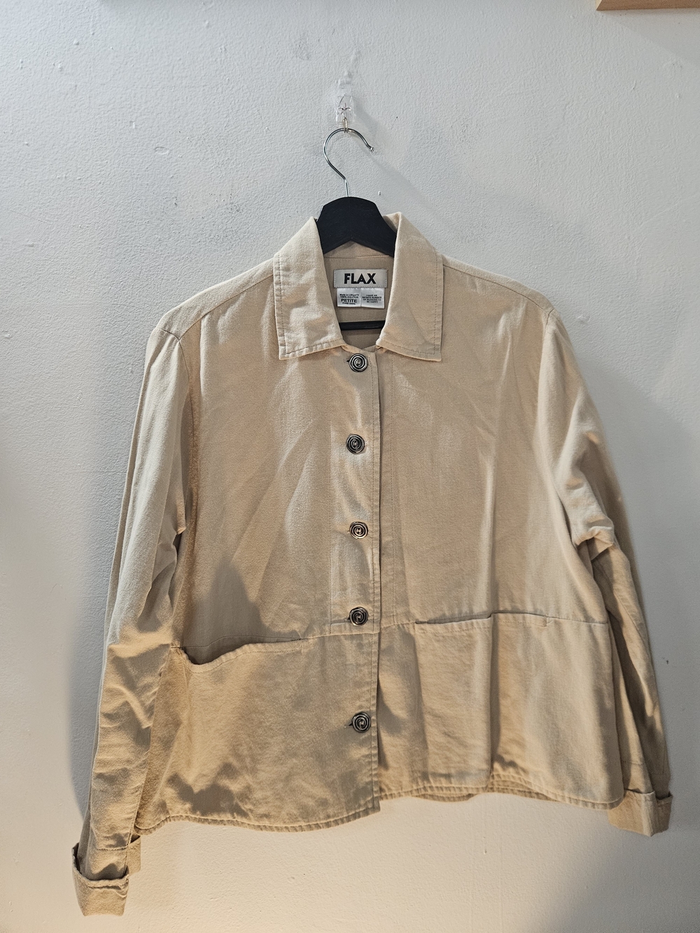 Flax Neutral Beige Button-Front Jacket